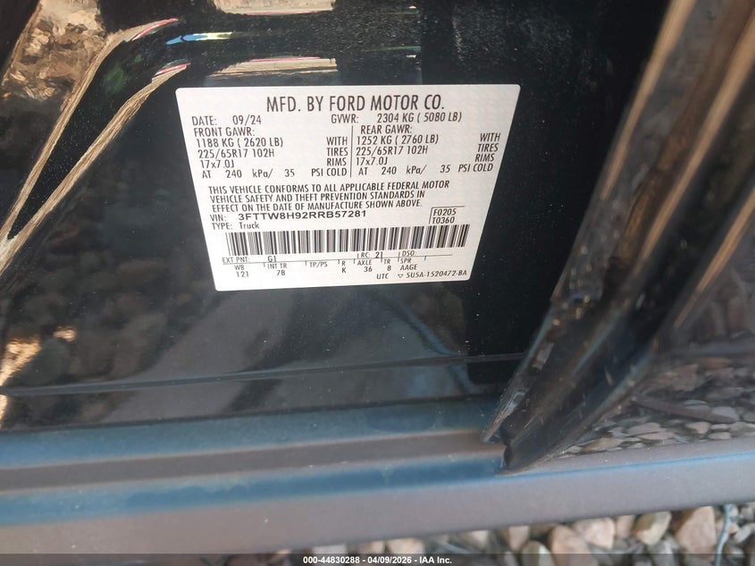 2024 Ford Maverick VIN 3FTTW8H92RRB57281 IAAI salvage auction — ALL OVER, Salvage (Idaho), sold $975 on 2026-09-10 (photo 9)
