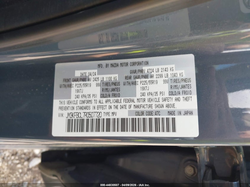 2024 Mazda Cx-5 VIN JM3KFBCL7R0507720 IAAI salvage auction — FRONT END, Salvage Title, sold $11,200 on 2026-08-20 (photo 9)
