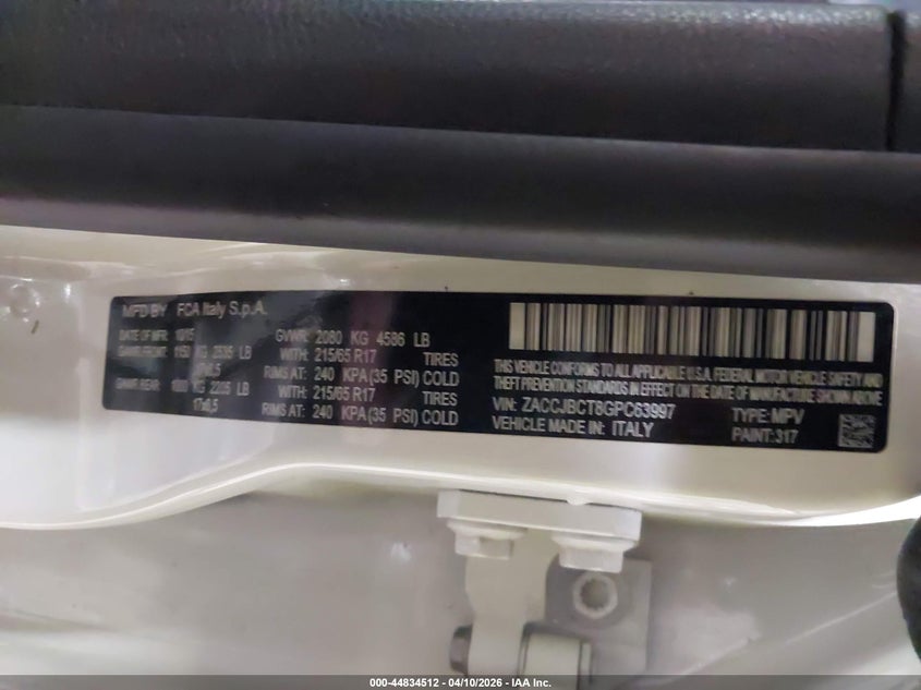 2016 Jeep Renegade VIN ZACCJBCT8GPC63997 IAAI salvage auction — WATER/FLOOD, Clear-Duplicate (Michigan), sold $1,050 on 2026-07-13 (photo 9)