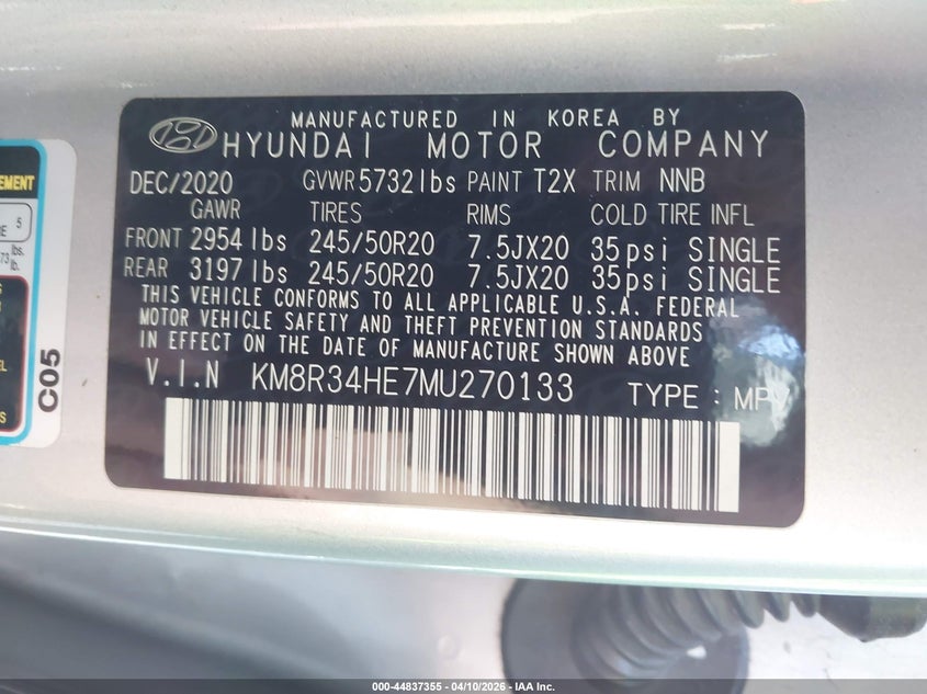 2021 Hyundai Palisade VIN KM8R34HE7MU270133 IAAI salvage auction — FRONT END, Salvage (Georgia), sold $4,100 on 2026-07-28 (photo 9)