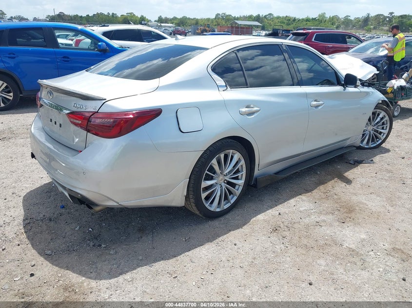 2018 Infiniti Q50 VIN JN1EV7AR6JM435406 IAAI salvage auction — FRONT END, Salvage Title, sold $975 on 2026-08-01 (photo 4)