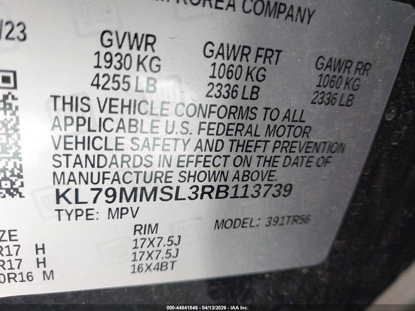 2024 Chevrolet Trailblazer VIN KL79MMSL3RB113739 IAAI salvage auction — REAR END, Wait Title, sold $4,150 on 2026-07-08 (photo 9)