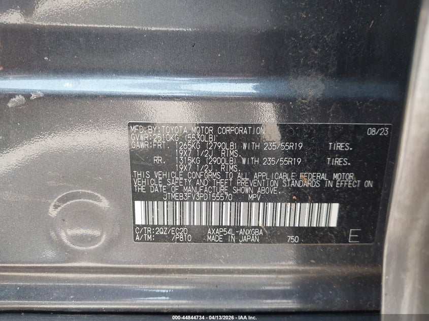 2023 Toyota Rav 4 VIN JTMEB3FV3PD155570 IAAI salvage auction — ALL OVER, Wait Title, sold $6,200 on 2026-08-02 (photo 9)