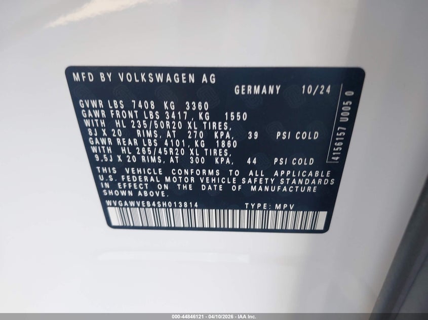 2025 Volkswagen Id. buzz VIN WVGAWVEB4SH013814 IAAI salvage auction — Front End, Clear (Virginia), sold $18,100 on 2026-04-17 (photo 9)