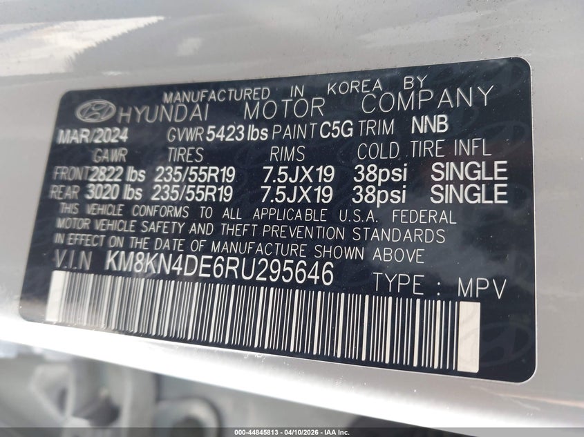 2024 Hyundai Ioniq 5 VIN KM8KN4DE6RU295646 IAAI salvage auction — UNDERCARRIAGE, Salvage Title, sold $9,500 on 2026-07-17 (photo 9)