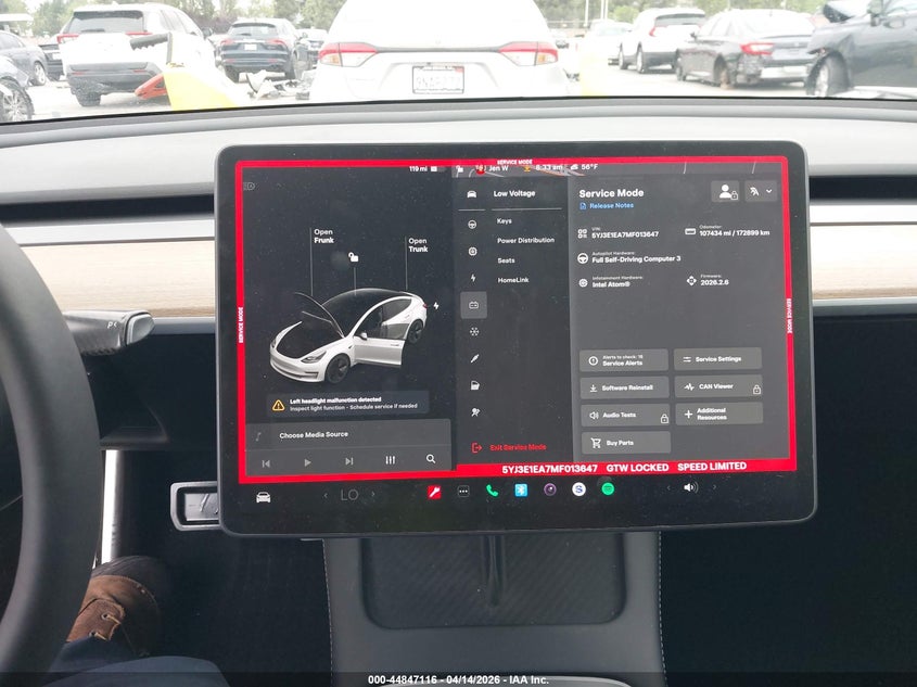2021 Tesla Model 3 VIN 5YJ3E1EA7MF013647 IAAI salvage auction — FRONT END, Wait Title, sold $6,500 on 2026-07-19 (photo 7)