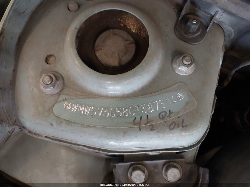 2012 Mini Cooper VIN WMWSV3C58CT387514 IAAI salvage auction — REAR END, Salvage Title, sold $525 on 2026-07-30 (photo 9)