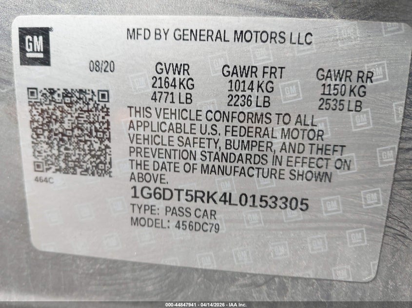 2020 Cadillac Ct5 VIN 1G6DT5RK4L0153305 IAAI salvage auction — FRONT END, Clear (Michigan), sold $9,100 on 2026-07-16 (photo 9)