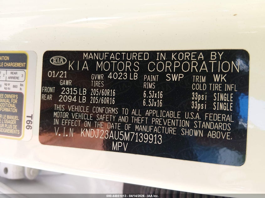 2021 Kia Soul VIN KNDJ23AU5M7139913 IAAI salvage auction — FRONT END, Salvage (North Carolina), sold $2,300 on 2026-07-13 (photo 9)