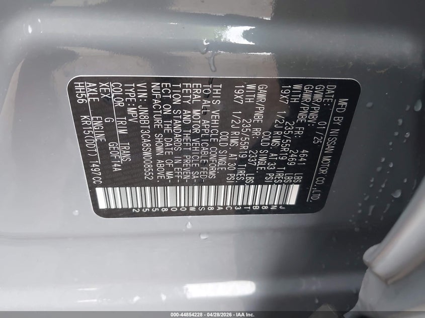 2025 Nissan Rogue VIN JN8BT3CA8SW008552 IAAI salvage auction — LEFT & RIGHT, Original (Texas), sold $7,000 on 2026-07-29 (photo 9)