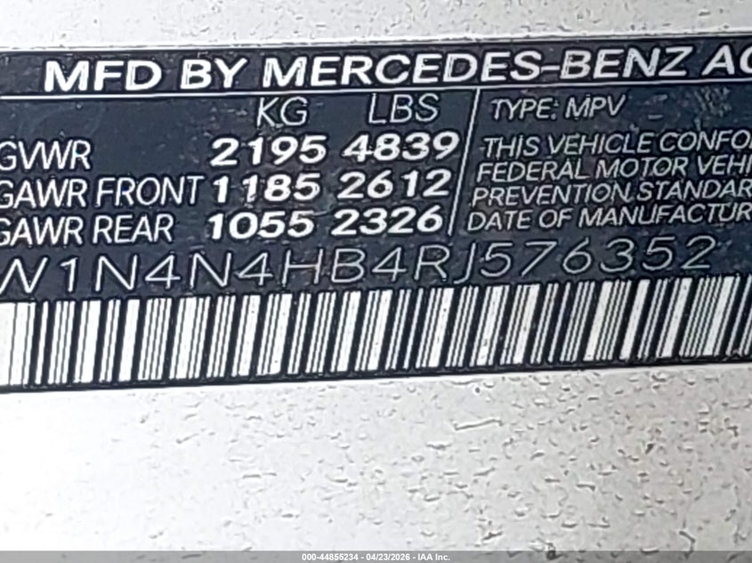 2024 Mercedes-benz Gla-klasse VIN W1N4N4HB4RJ576352 IAAI salvage auction — FRONT & REAR, Mv-907A (New York), sold $12,700 on 2026-07-07 (photo 9)