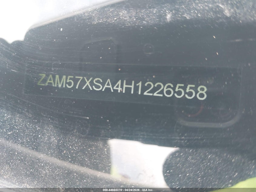 2017 Maserati Ghibli VIN ZAM57XSA4H1226558 IAAI salvage auction — FRONT END, Original (Texas), sold $50 on 2026-07-29 (photo 9)