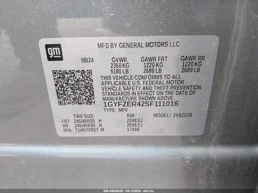 2025 Cadillac Xt4 VIN 1GYFZER42SF111016 IAAI salvage auction — REAR END, Original (Texas), sold $13,700 on 2026-07-14 (photo 9)