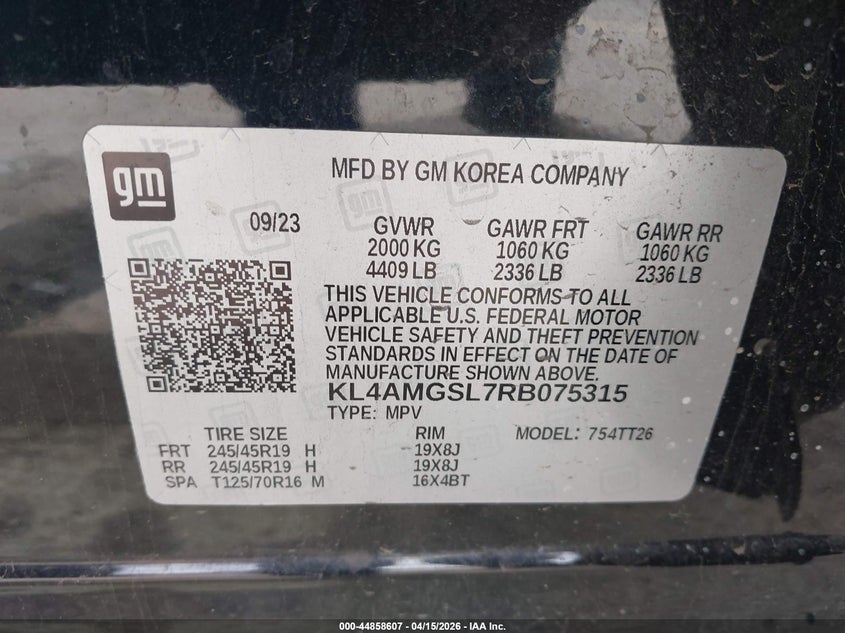 2024 Buick Encore gx VIN KL4AMGSL7RB075315 IAAI salvage auction — ROLLOVER, Wait Title, sold $550 on 2026-07-28 (photo 9)