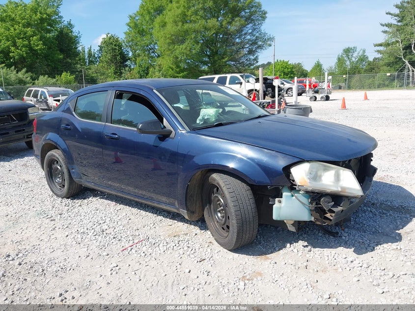 2013 Dodge Avenger VIN 1C3CDZAG1DN748805 IAAI salvage auction — FRONT END, Wait Title, sold $225 on 2026-07-09 (photo 1)