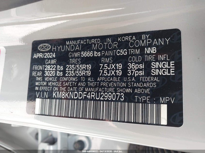 2024 Hyundai Ioniq 5 VIN KM8KNDDF4RU299073 IAAI salvage auction — SIDE, Wait Title, sold $16,125 on 2026-07-10 (photo 9)