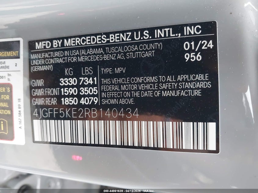 2024 Mercedes-benz Gls-klasse VIN 4JGFF5KE2RB140434 IAAI salvage auction — FRONT END, Salvage Title, sold $35,250 on 2026-08-19 (photo 9)