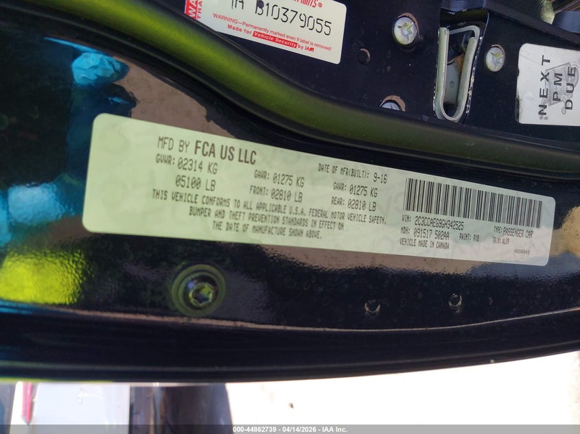 2016 Chrysler 300c VIN 2C3CCAEG9GH342525 IAAI salvage auction — REAR END, Wait Title, sold $1,700 on 2026-07-12 (photo 9)