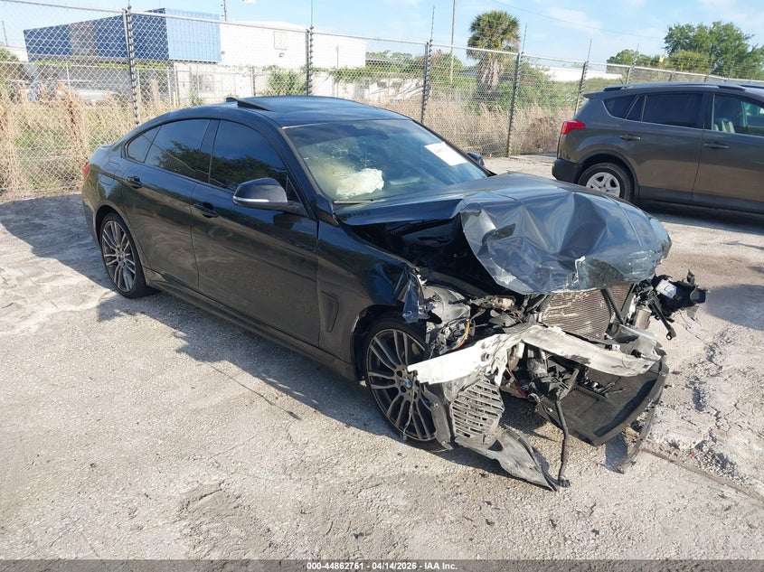 2015 BMW 4 series VIN WBA4A5C55FG052238 IAAI salvage auction — FRONT END, Wait Title, sold $550 on 2026-07-22 (photo 1)