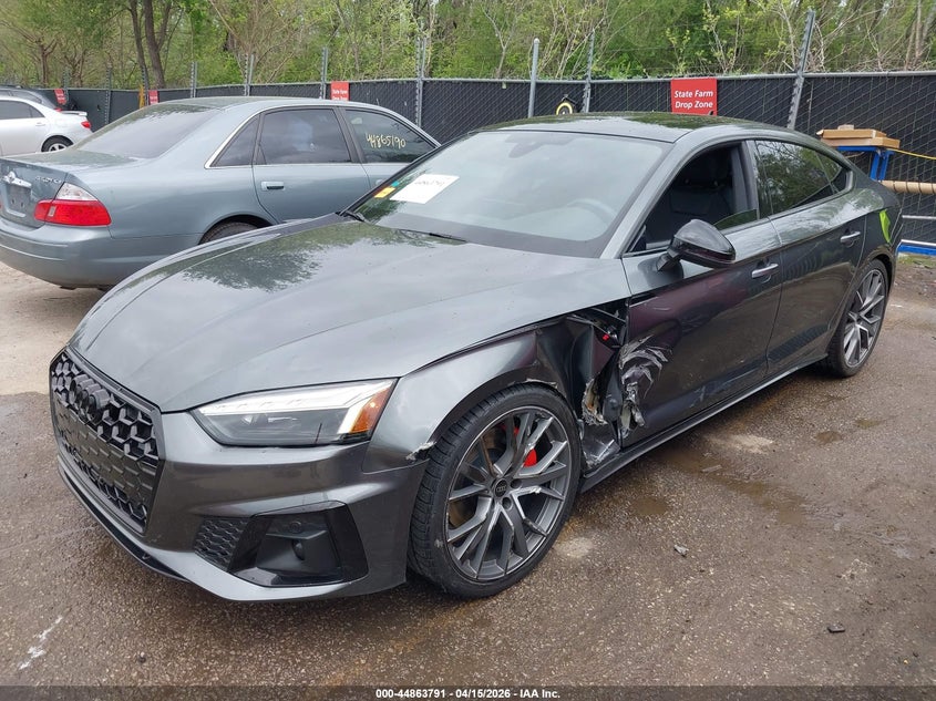2025 Audi A5 VIN WAUFACF55SA005085 IAAI salvage auction — LEFT SIDE, Wait Title, sold $23,150 on 2026-07-15 (photo 2)