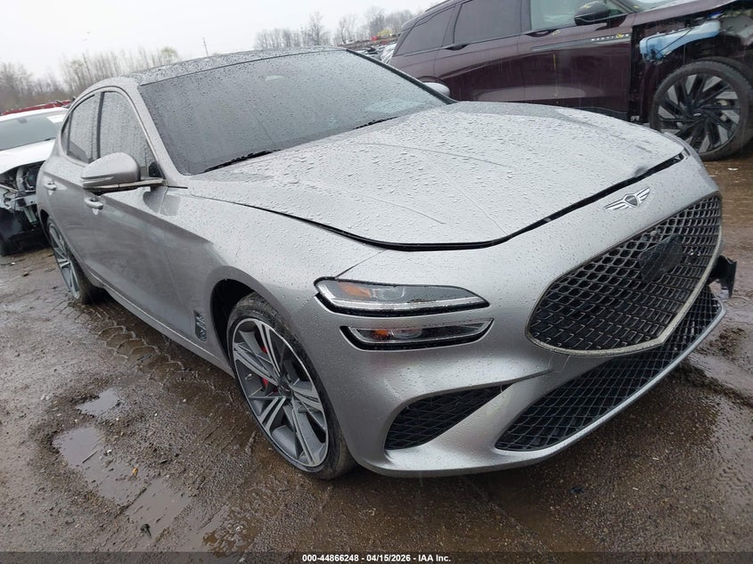 2025 Genesis G70 VIN KMTG54SE9SU145003 IAAI salvage auction — FRONT END, Wait Title, sold $15,000 on 2026-07-23 (photo 1)