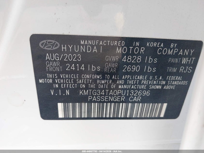 2023 Genesis G70 VIN KMTG34TA0PU132696 IAAI salvage auction — RIGHT FRONT, Original (Texas), sold $2,550 on 2026-07-23 (photo 9)