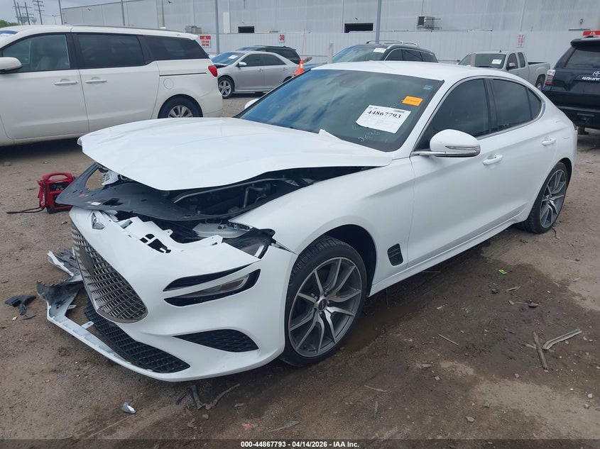 2023 Genesis G70 VIN KMTG34TA0PU132696 IAAI salvage auction — RIGHT FRONT, Original (Texas), sold $2,550 on 2026-07-23 (photo 2)