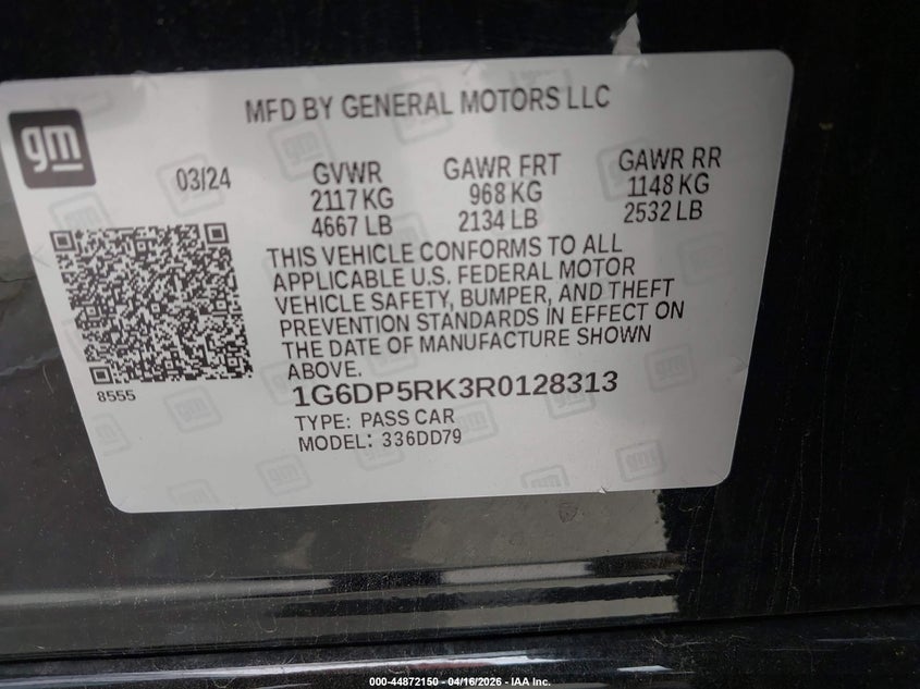 2024 Cadillac Ct5 VIN 1G6DP5RK3R0128313 IAAI salvage auction — FRONT END, Original (Texas), sold $7,250 on 2026-07-13 (photo 9)