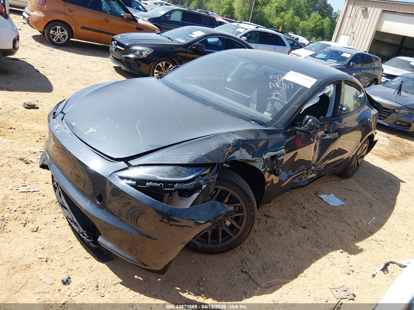 2025 Tesla Model 3 VIN 5YJ3E1EA8SF055953 IAAI salvage auction — FRONT & REAR, Wait Title, sold $6,800 on 2026-07-16 (photo 2)