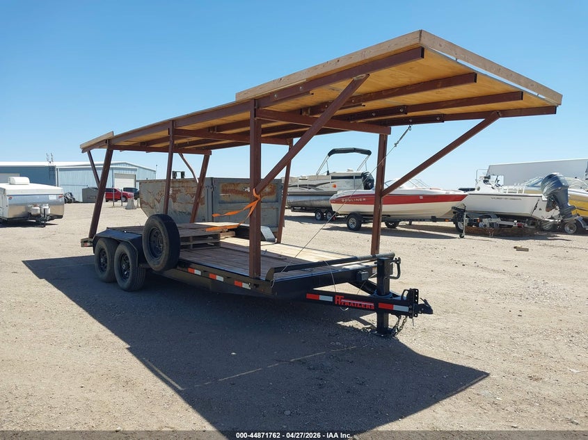 2023 Ht trailers llc 20 flatbed VIN 7V41E2029PH001357 IAAI salvage auction — REAR END, Original (Texas), sold $2,450 on 2026-07-13 (photo 1)