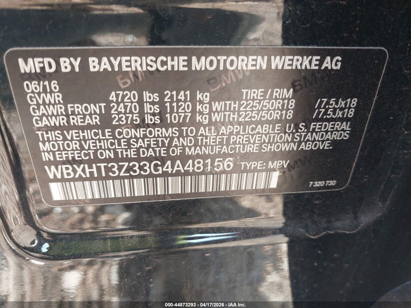 2016 BMW X1 VIN WBXHT3Z33G4A48156 IAAI salvage auction — FRONT END, Clear (Oklahoma), sold $25 on 2026-07-30 (photo 9)