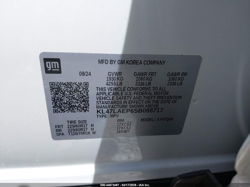 2025 Buick Envista VIN KL47LAEP6SB088717 IAAI salvage auction — RIGHT REAR, Salvage Title, sold $7,200 on 2026-07-13 (photo 9)