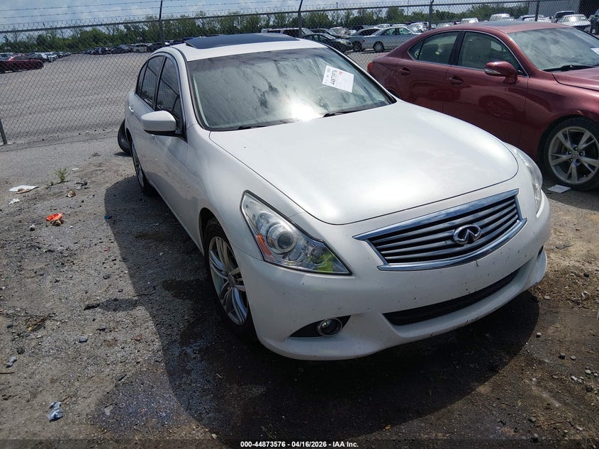 2013 Infiniti G VIN JN1CV6AP8DM304854 IAAI salvage auction — LEFT SIDE, Salvage (Louisiana), sold $2,500 on 2026-07-28 (photo 1)