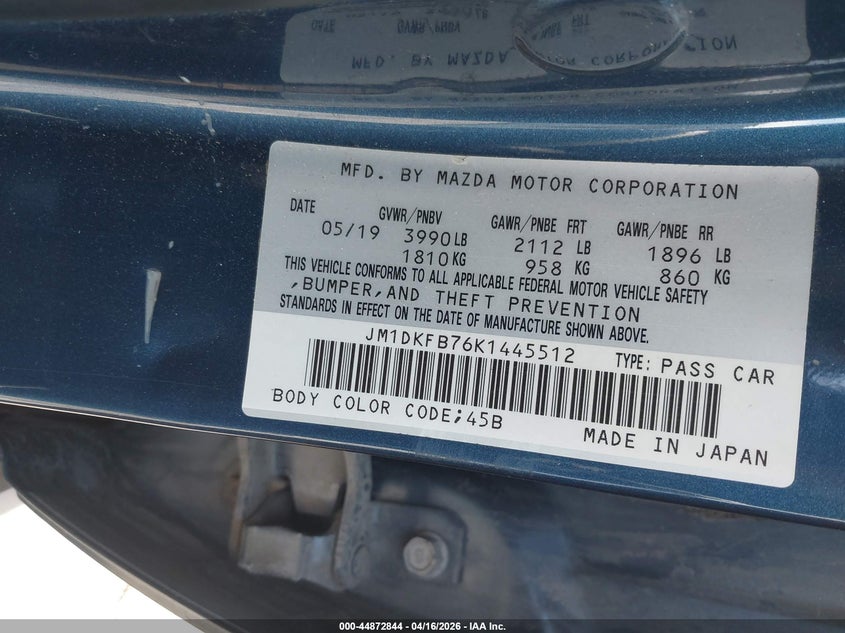 2019 Mazda Cx-3 VIN JM1DKFB76K1445512 IAAI salvage auction — FRONT END, Wait Title, sold $2,500 on 2026-07-09 (photo 9)