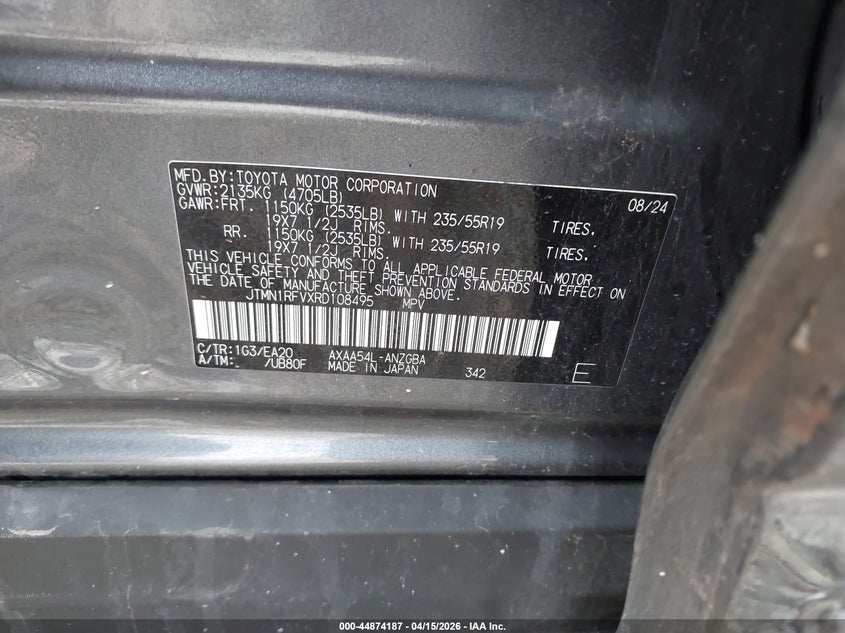 2024 Toyota Rav 4 VIN JTMN1RFVXRD108495 IAAI salvage auction — LEFT SIDE, Salvage (Illinois), sold $6,000 on 2026-07-14 (photo 9)