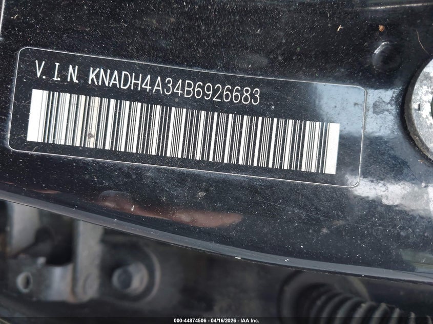 2011 Kia Rio VIN KNADH4A34B6926683 IAAI salvage auction — UNKNOWN, Salvage (Kentucky), sold $225 on 2026-07-15 (photo 9)