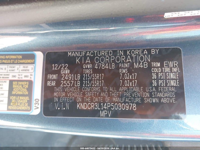 2023 Kia Niro VIN KNDCR3L14P5030978 IAAI salvage auction — FRONT END, Salvage (Missouri), sold $7,900 on 2026-08-01 (photo 9)
