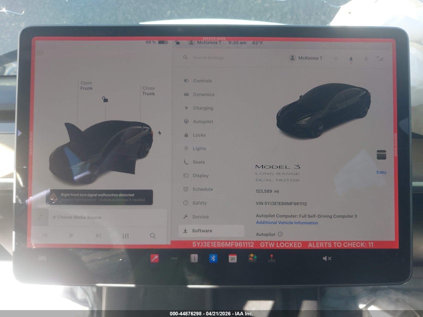 2021 Tesla Model 3 VIN 5YJ3E1EB6MF961112 IAAI salvage auction — RIGHT FRONT, Salvage (Utah), sold $5,500 on 2026-07-23 (photo 7)