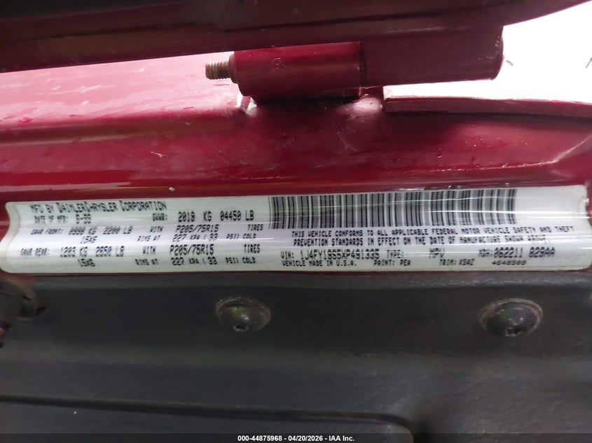 1999 Jeep Wrangler / VIN 1J4FY19S5XP491335 IAAI salvage auction — FRONT END, Salvage (Texas), sold $1,250 on 2026-07-09 (photo 9)
