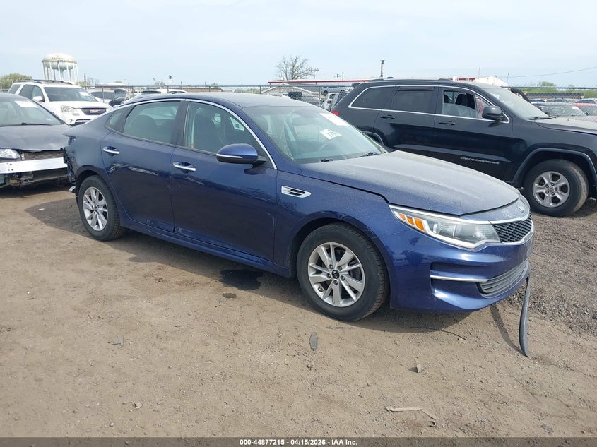 2018 Kia Optima VIN 5XXGT4L33JG217299 IAAI salvage auction — FRONT & REAR, Wait Title, sold $1,450 on 2026-07-27 (photo 1)
