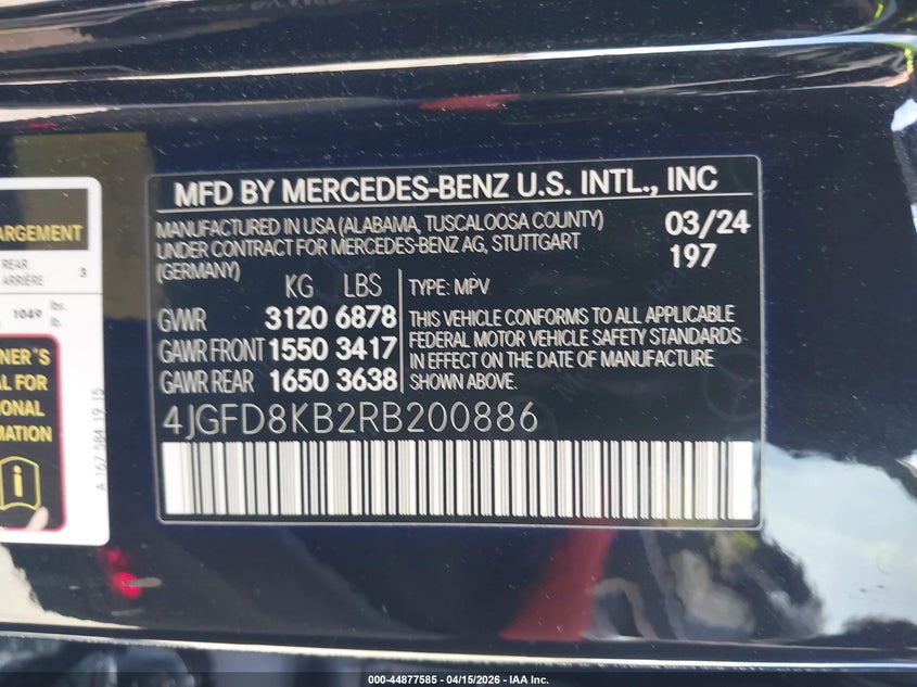 2024 Mercedes-benz Amg gle coupe VIN 4JGFD8KB2RB200886 IAAI salvage auction — RIGHT REAR, Wait Title, sold $69,750 on 2026-07-13 (photo 9)