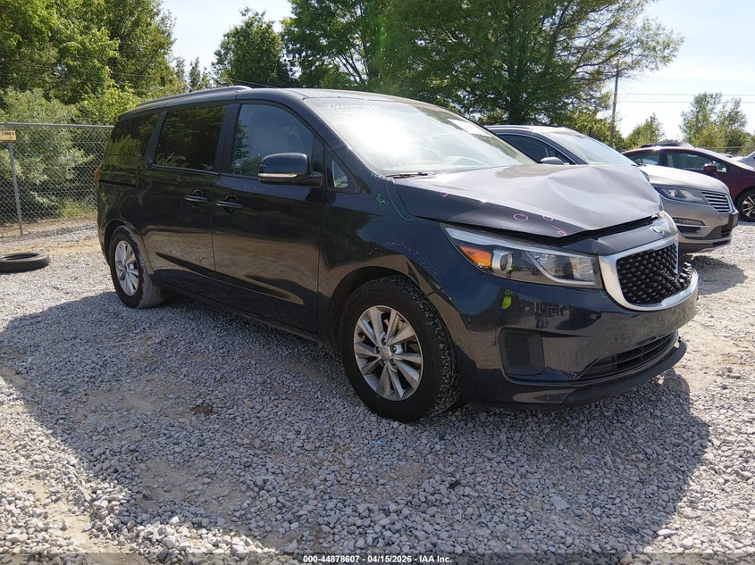 2016 Kia SEDONA VIN KNDMB5C15G6162064 IAAI salvage auction — FRONT END, Salvage (Alabama), sold $1,600 on 2026-07-06 (photo 1)