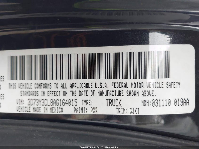 2010 Dodge Ram 3500 VIN 3D73Y3CL8AG164015 IAAI salvage auction — FRONT END, Salvage (Massachusetts), sold $1,725 on 2026-07-07 (photo 7)