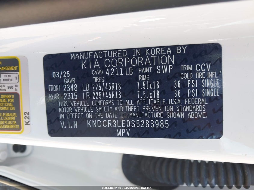 2025 Kia Niro VIN KNDCR3LE0S5283985 IAAI salvage auction — FRESH WATER, Salvage Title, sold $2,050 on 2026-07-21 (photo 9)