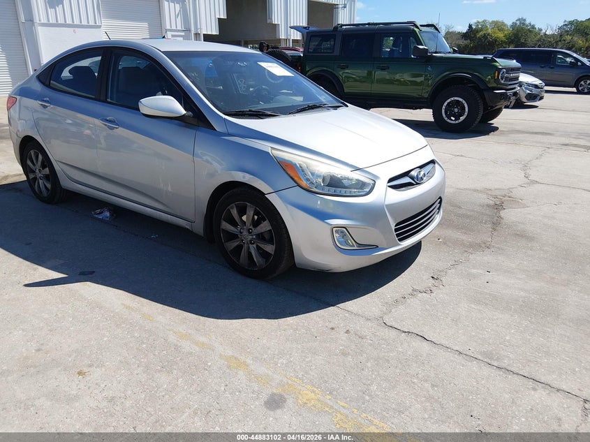 2014 Hyundai Accent VIN KMHCU4AE4EU766148 IAAI salvage auction — LEFT SIDE, Wait Title, sold $1,100 on 2026-07-15 (photo 1)