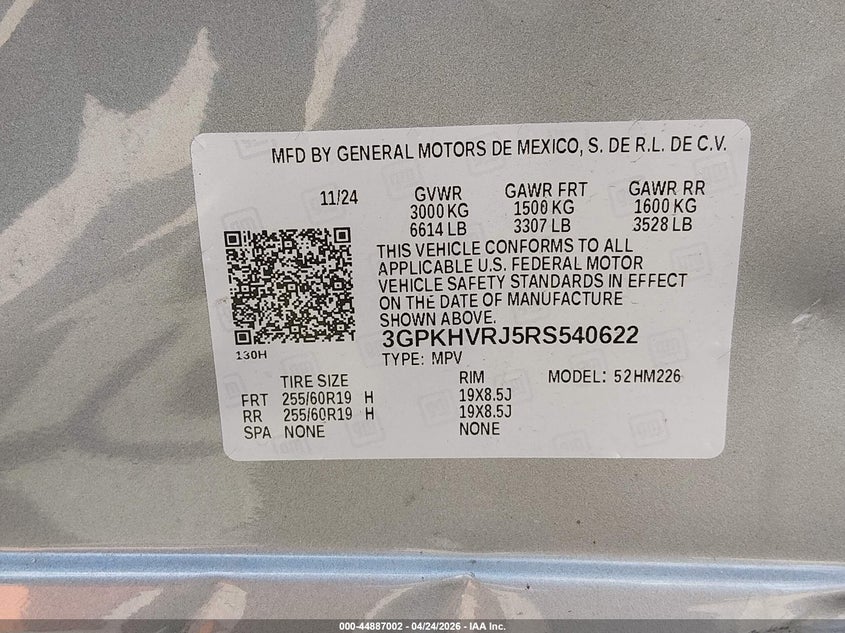 2024 Honda Prologue VIN 3GPKHVRJ5RS540622 IAAI salvage auction — LEFT SIDE, Wait Title, sold $7,400 on 2026-07-15 (photo 9)