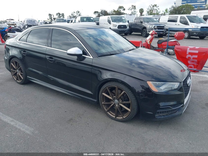 2015 Audi S3 VIN WAUBFGFF1F1074314 IAAI salvage auction — FRONT & REAR, Salvage (California), sold $3,550 on 2026-09-28 (photo 1)