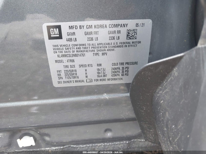 2022 Buick Encore gx VIN KL4MMCSL0NB014761 IAAI salvage auction — FRONT END, Salvage (Massachusetts), sold $2,700 on 2026-07-07 (photo 9)
