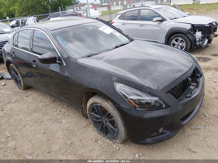 2013 Infiniti G VIN JN1CV6AR0DM754127 IAAI salvage auction — LEFT SIDE, Wait Title, sold $325 on 2026-07-23 (photo 1)