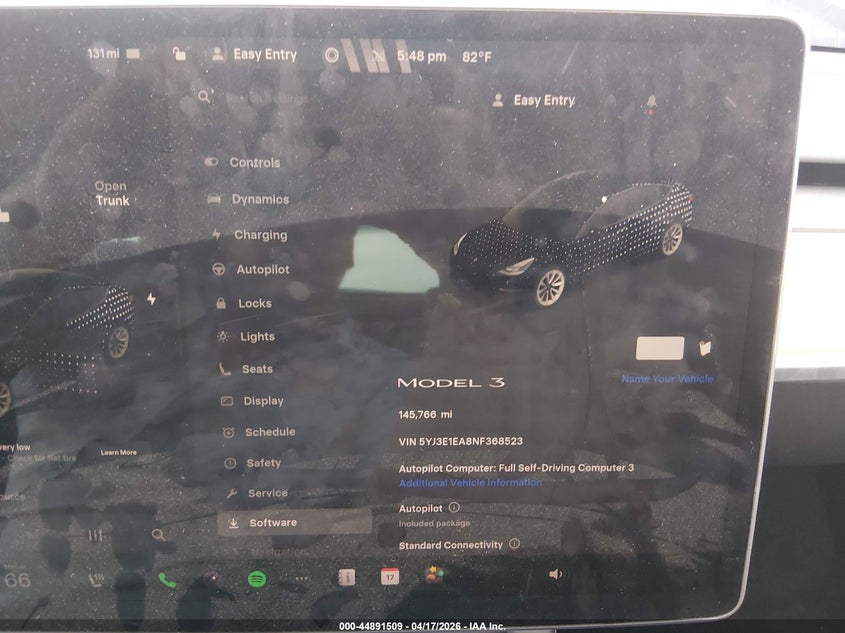 2022 Tesla Model 3 VIN 5YJ3E1EA8NF368523 IAAI salvage auction — RIGHT SIDE, Original (Texas), sold $5,150 on 2026-07-09 (photo 7)